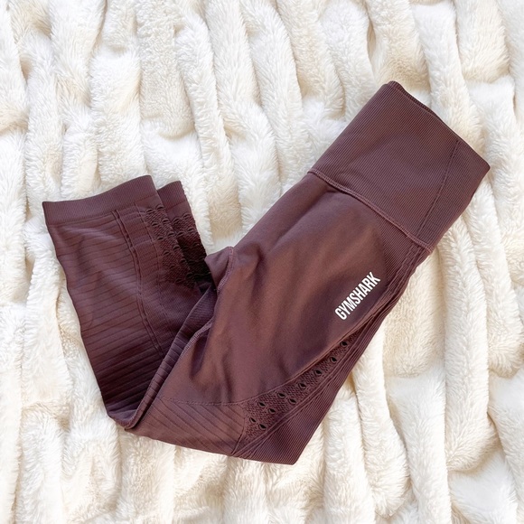 Gymshark Energy Cropped Seamless Leggings Maroon XS - Picture 1 of 4